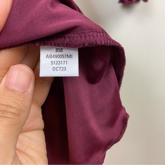 Abound Burgundy Maroon Velvet Lettuce Hem Mock Neck Longsleeve Dress Large‎ NWT - Picture 11 of 11